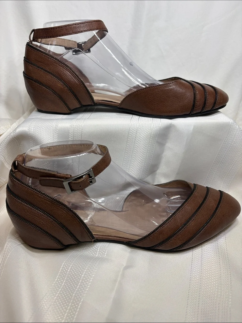 Adam Tucker -Becca Brown Pointed Ankle-Strap Flats - Picture 3 of 11
